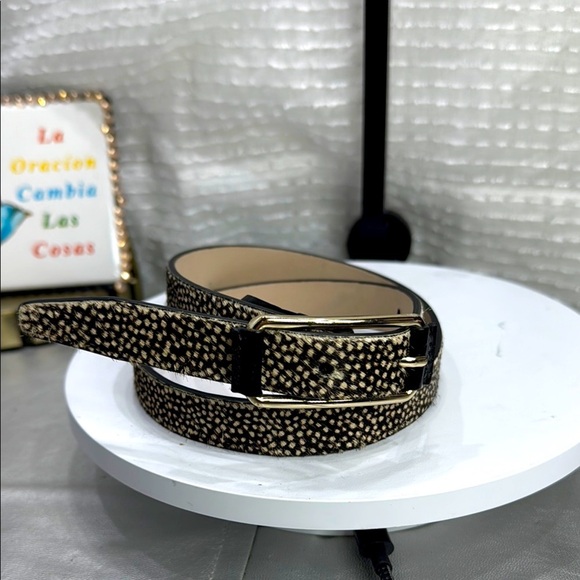 (H) Cole Haan Women's Dyed Brazilian Cowhide Belt
Size XS, Slim, Brown and White - Picture 1 of 13